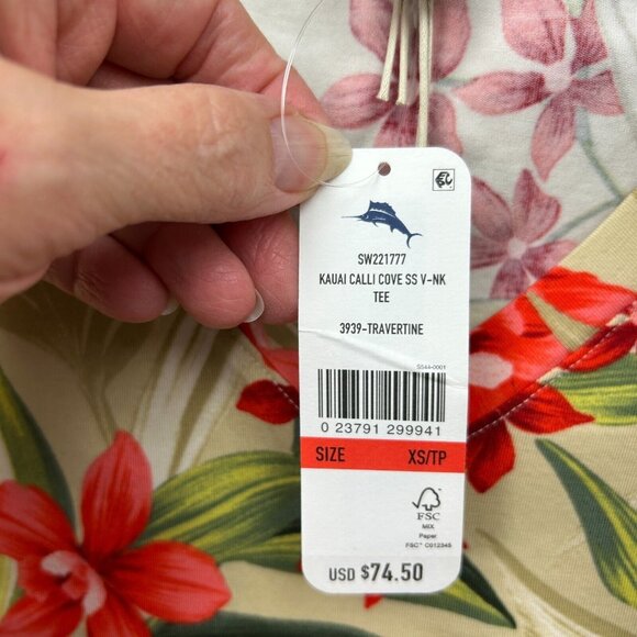 Tommy Bahama Kauai Calli Cove Short Sleeve Shirt Women's Size XS Travertine NWT - Picture 4 of 10